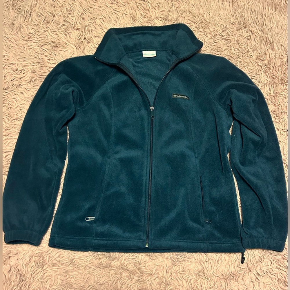 Columbia Deep Teal Blue Fleece Jacket Size Medium